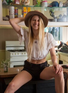 Blonde petite Lexi B spreading 02